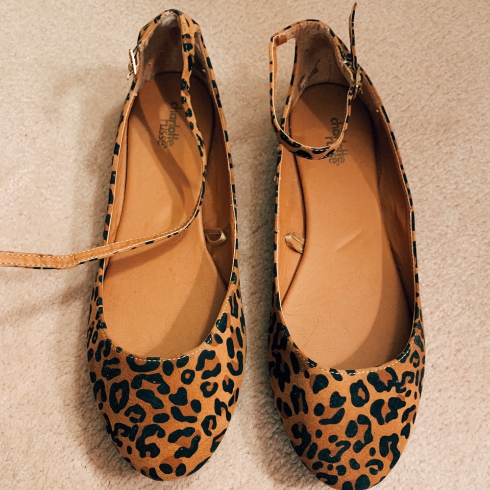 Leopard flats with ankle strap